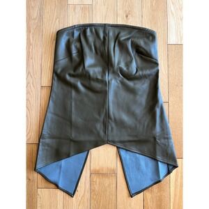 NEW Local European Vegan Leather Slit Tube Top Olive Green Womens Size Small